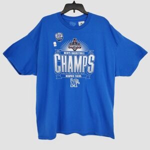 Blue 84 Mens XXL Memphis Tigers 2025 AAC Basketball Champs T-Shirt Royal Blue